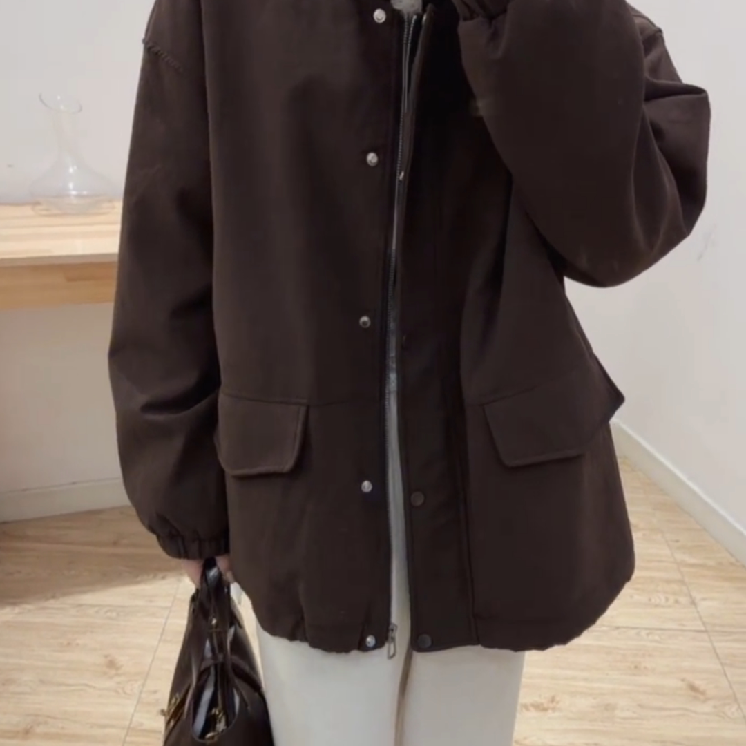 欧货高端复古工装风羊羔毛外套女