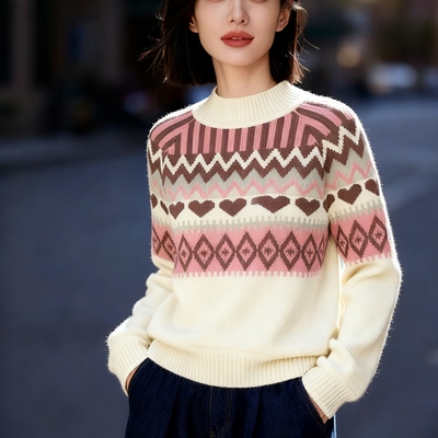 2025冬季新款半高领宽松针织衫女