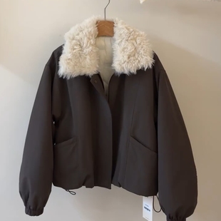 慵懒风高级感毛领派克服女装 独特chic洋气宽松初冬短外套 2025新款