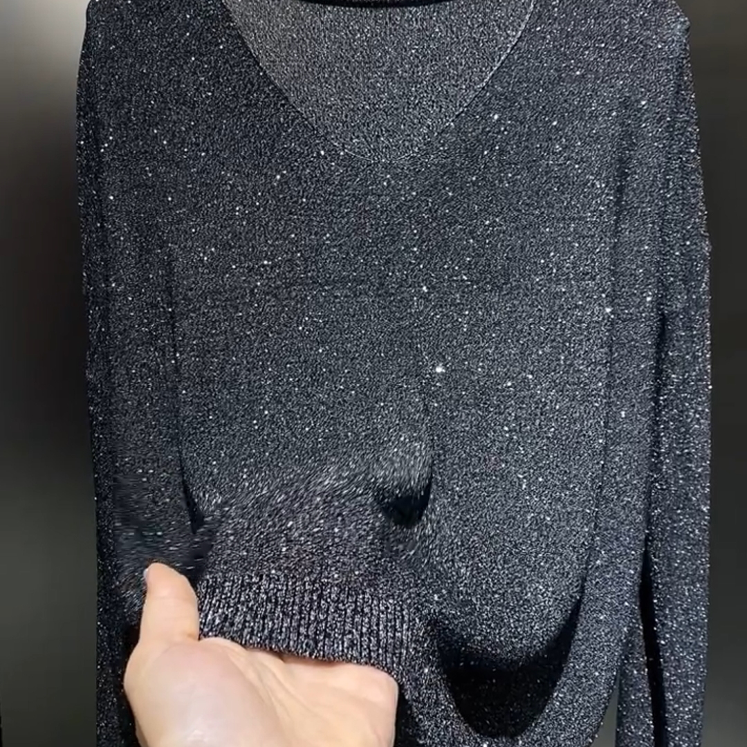 今年流行爆款灰色亮片针织衫女秋