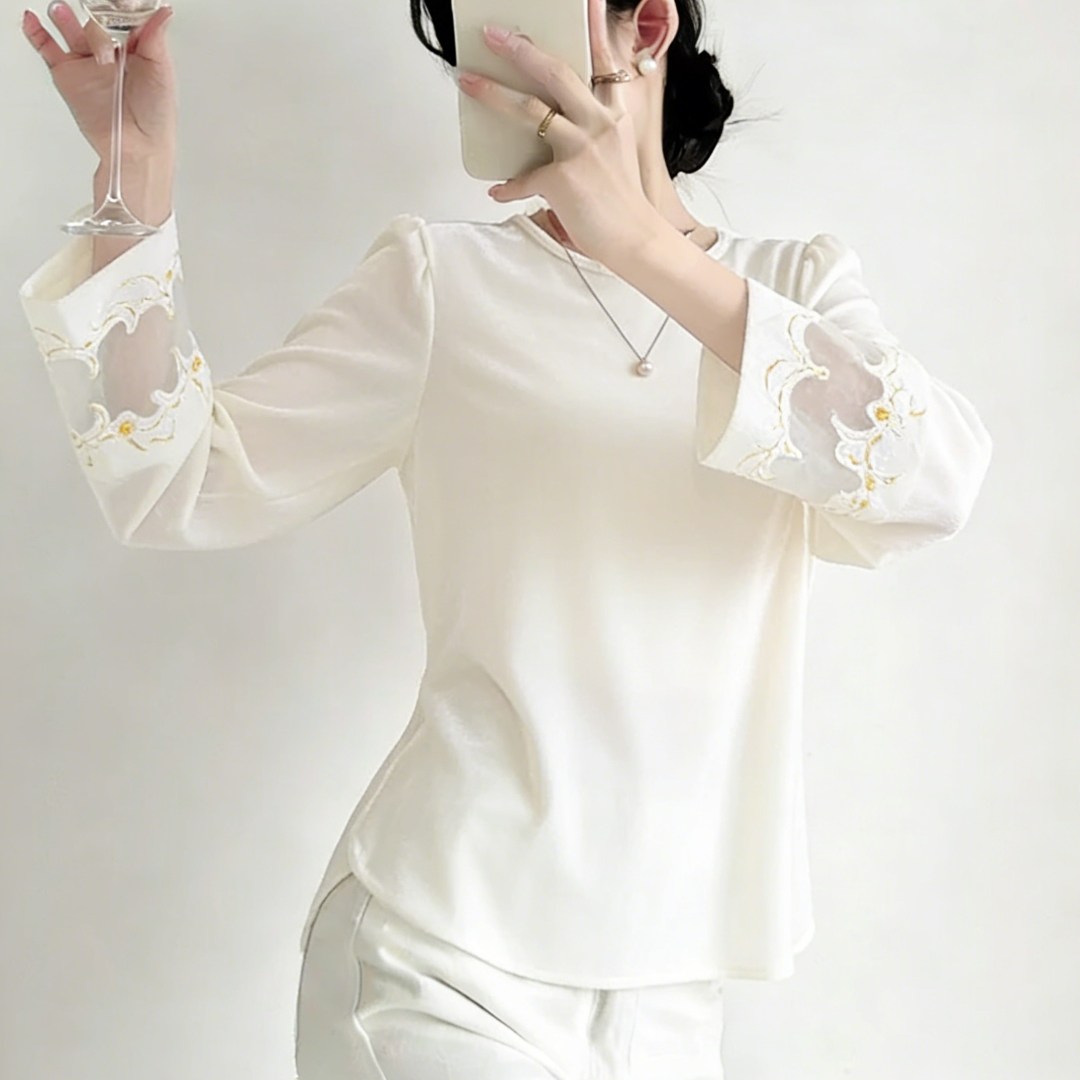 阁脂家新中式国风白色刺绣衬衫2026春季新款洋气宽松显瘦微胖上衣,女装/女士精品,大码内搭,淘宝优惠券,粉丝福利购,淘宝优惠卷