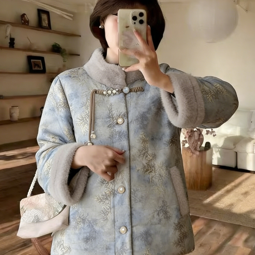 冬季国风加绒加厚大码女棉服秋冬