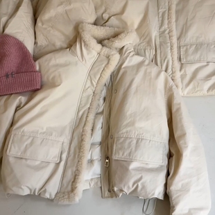 韩系高级感小个子短款工装外套冬季2025新款加厚保暖宽松夹克上衣