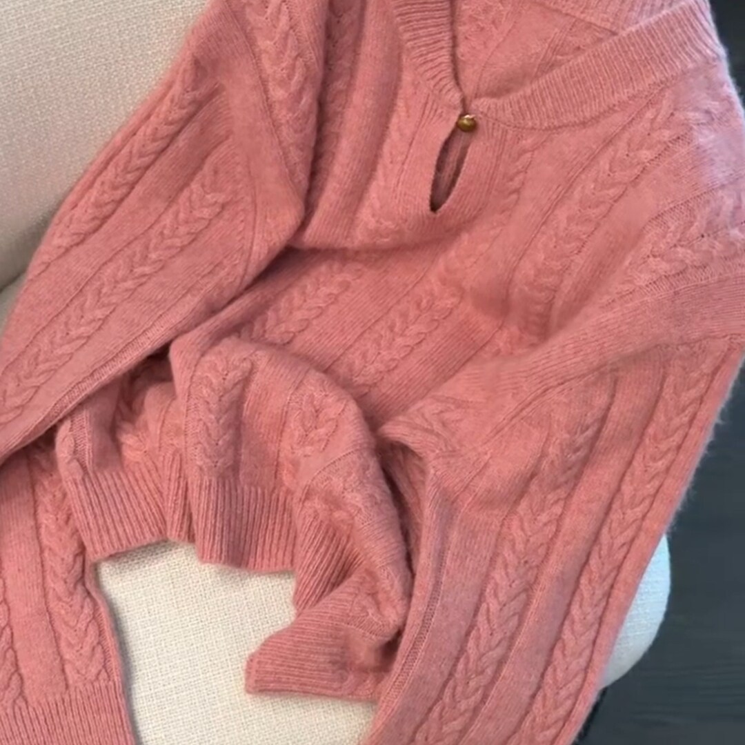 秋冬2025新款简约气质麻花套头针织衫设计感通勤风减龄微胖毛衣女,女装/女士精品,大码内搭,淘宝优惠券,粉丝福利购,淘宝优惠卷