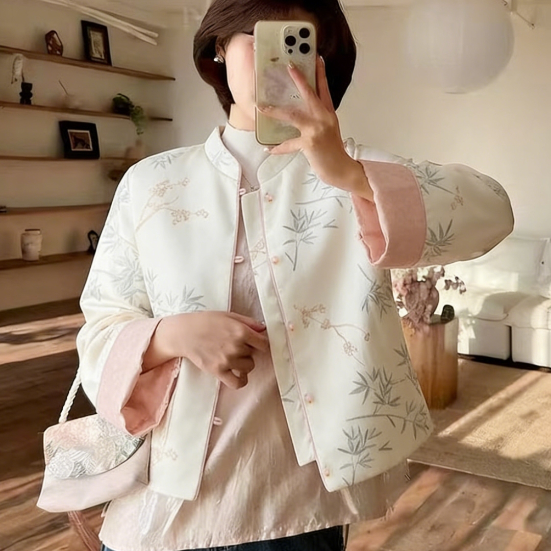 冬新款高端独特气质提花夹棉外套