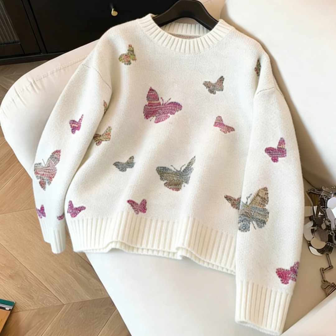 蝴蝶针织衫2025新款显瘦打底上衣