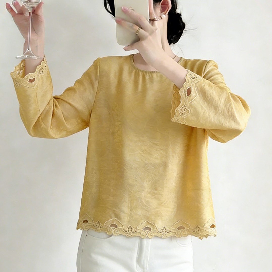 阁脂家新中式国风复古重工镂空长袖衬衫设计感女士气质通勤上衣春,女装/女士精品,大码内搭,淘宝优惠券,粉丝福利购,淘宝优惠卷