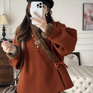 明制汉服2025冬季新款洋气保暖加绒加厚日常通勤宽松大码上衣外套