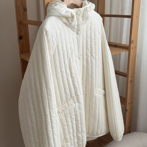 国风文艺复古简约连帽棉服外套女