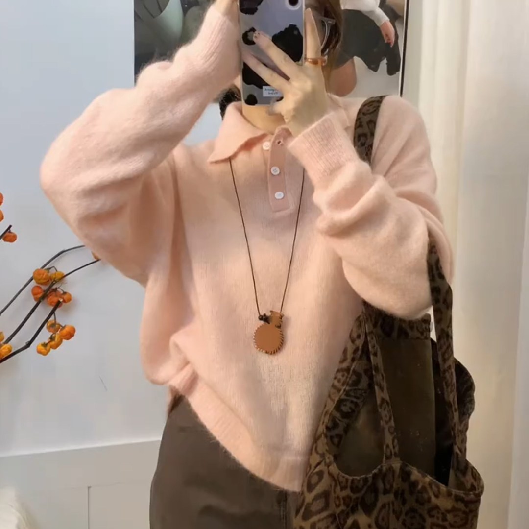 欧货高端大牌超好看气质简约纯色甜美风翻领宽松百搭针织衫毛衣女,女装/女士精品,大码内搭,淘宝优惠券,粉丝福利购,淘宝优惠卷