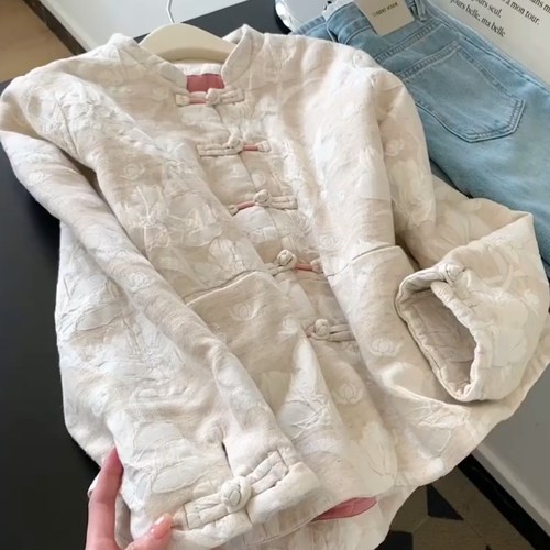 国风清冷感禅意立领大码棉服外套