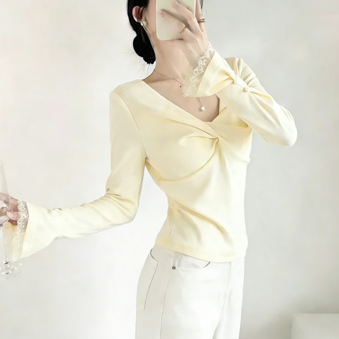 知性风复古长袖针织衫2026新款女士优雅气质收腰显瘦扭结内搭上衣,女装/女士精品,大码内搭,淘宝优惠券,粉丝福利购,淘宝优惠卷