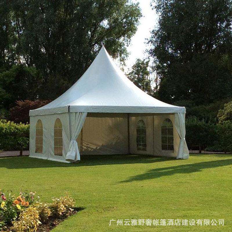 郊外农家乐篷房铝合金尖顶帐篷3x3m.7x7m.8x8m白色PVC遮阳棚安装