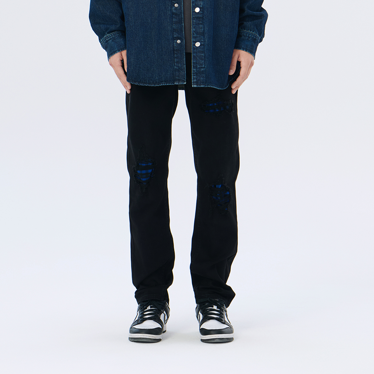 Fun潮牌休闲长裤2025年秋季新款简约破洞设计百搭男士牛仔裤