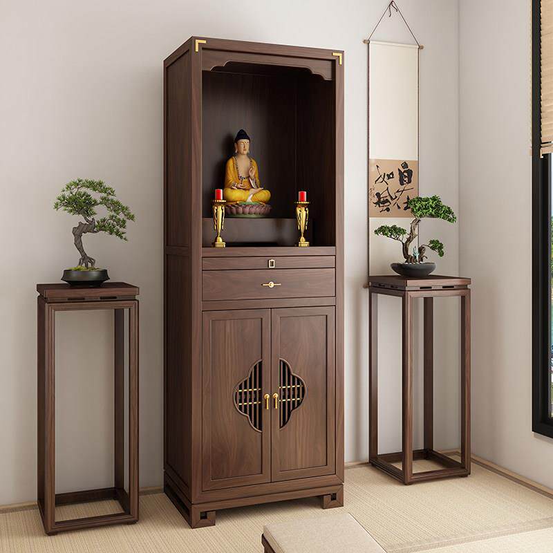 黑胡桃木新中式立柜佛龛供桌神台现代简约观音菩萨家用供奉台神龛