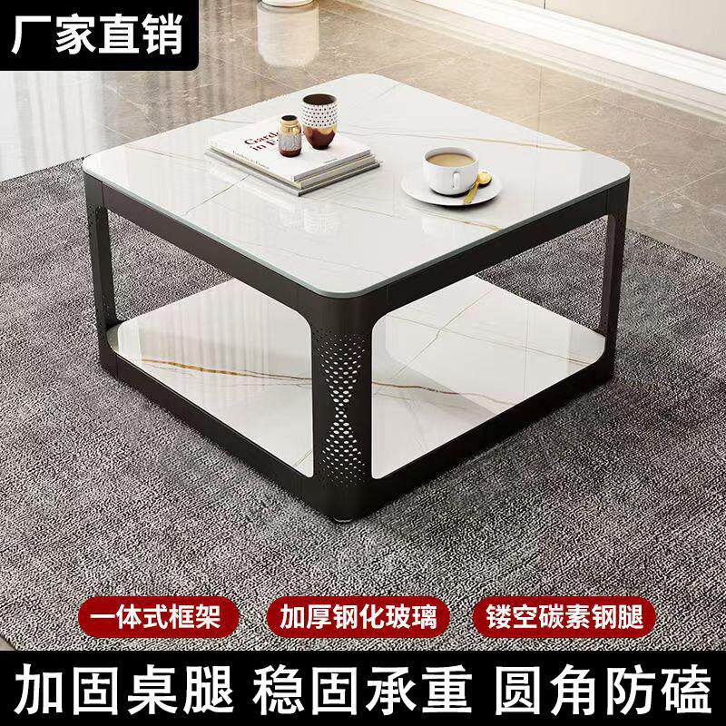 正方形钢化玻璃茶几客厅家用角几边几出租屋小户型阳台小方桌茶桌