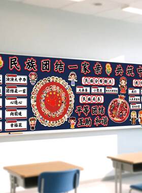 民族团结主题儿童教育校园教室黑板报布置装饰小学幼儿园班级墙贴