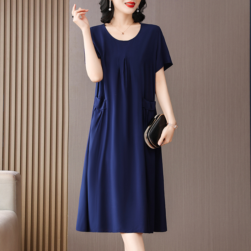 2023新款夏季纯棉绸连衣裙女大码短袖200斤睡裙宽松薄款妈妈睡衣