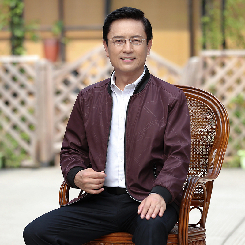 爸爸外套春秋款中年男装夹克衫春季30岁50中老年人男士休闲上衣服