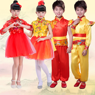 六一儿童开门红演出服喜庆秧歌舞蹈中国风幼儿园太平鼓打鼓表演服