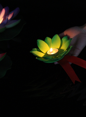 荷花灯蜡烛河灯七夕中元莲花灯水灯荷花灯节庆蜡烛灯浮水荷花灯