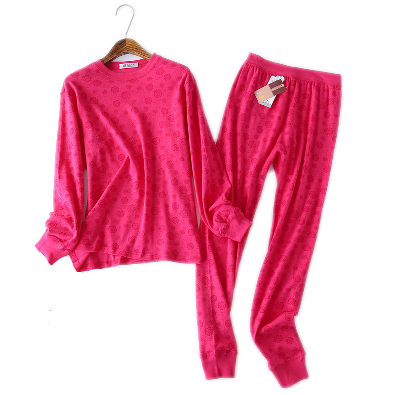 中老年加肥加大码秋衣秋裤女200斤胖妈妈纯棉套装中高领老人保暖