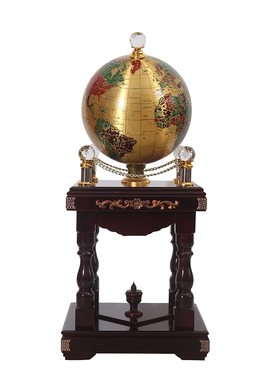 纯铜实木地球仪大号特大号3d凹凸立体复古居家客厅办公室轻奢摆件