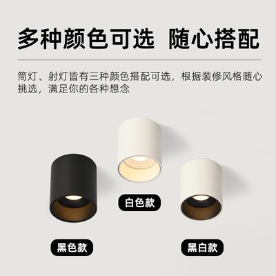明装筒灯射灯led天花灯免开孔家用圆形吸顶式玄关走道卧室无主灯