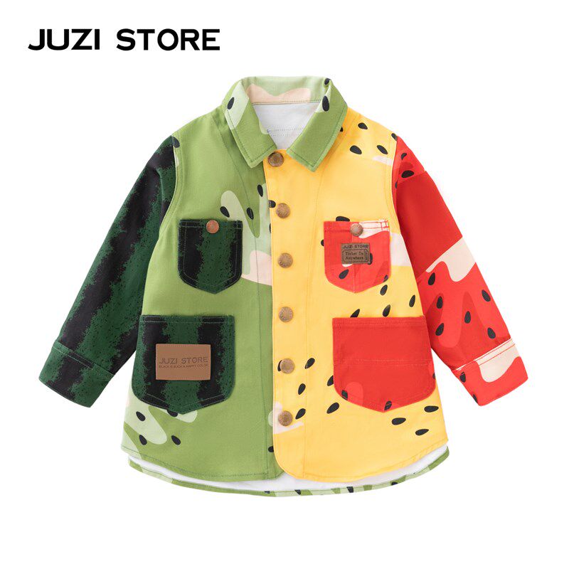 JUZI STORE童装帆布夏日缤纷水果衬衫款纯棉连衣裙女童1216202
