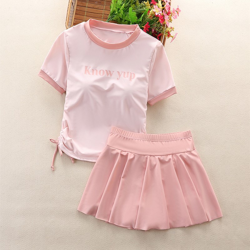 2024新款女童泳衣分体中大童裙式儿童泳装女孩平角游泳衣学生12岁