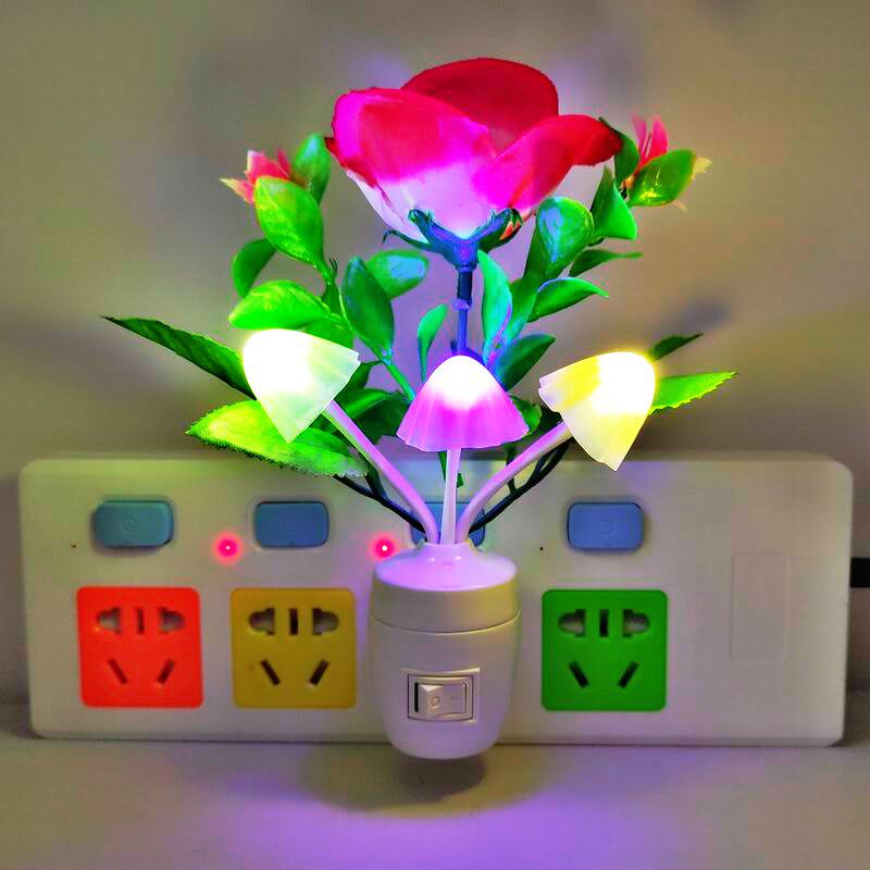 玫瑰花LED小夜灯房间创意家居装饰夫妻房灯氛围灯床头灯卧室壁灯