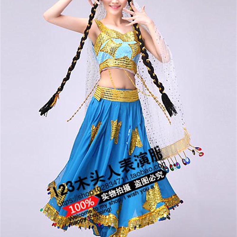 西域风情舞蹈演出民族服装女装新疆维族舞蹈表演服丰收时节表演服