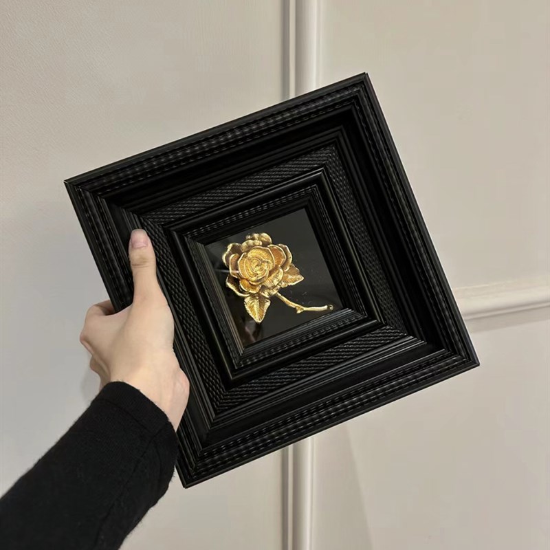 高级感中古风组合装饰画法式花卉黑色复古挂画卧室客厅背景墙壁画图片