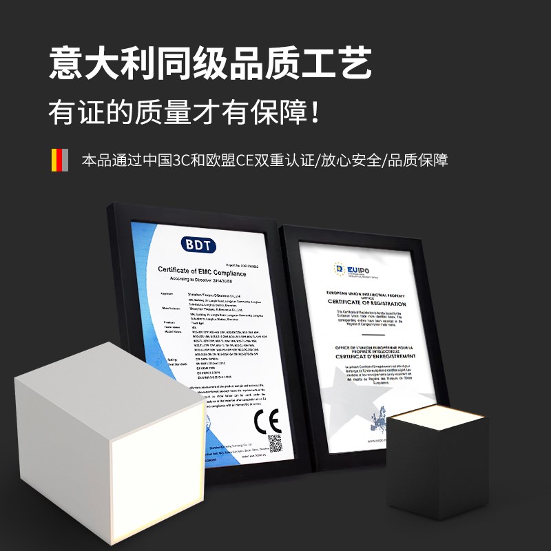 至御无主灯明装筒灯双头吸顶灯客厅过道阳台方形cob格栅斗胆灯069