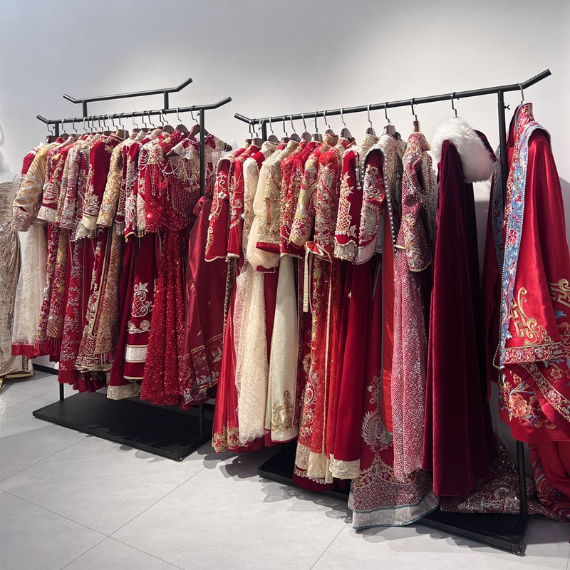 新中式婚纱架子汉服展示架复古简约秀禾货架落地式旗袍礼服陈列架