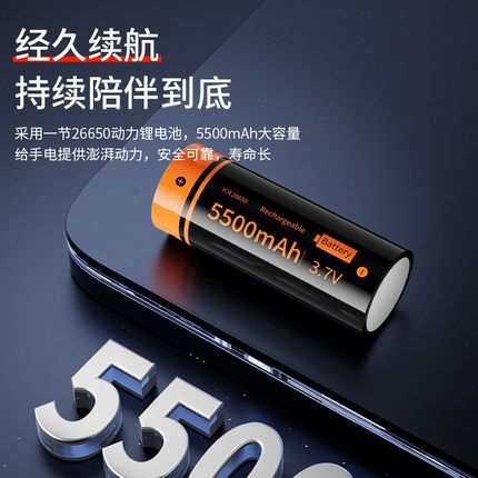 手电筒强光充电式小型便携户外远射超亮白激光多功能家用耐用巡逻