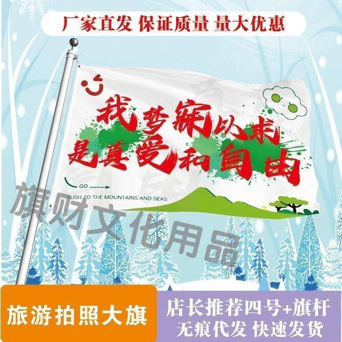 我梦寐以求是真爱和自由定制音乐节旅游旗帜户外爬山登山定做