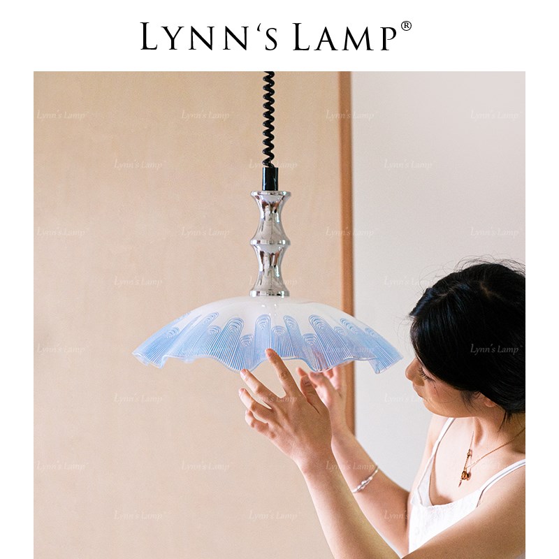 Lynns立意 法式中古餐厅吊灯 可伸缩卧室书房玻璃包豪斯氛围灯具
