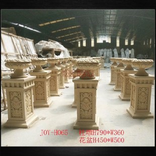 欧雅钢造石砂岩柱子柱墩盆雕塑园林景观装 饰