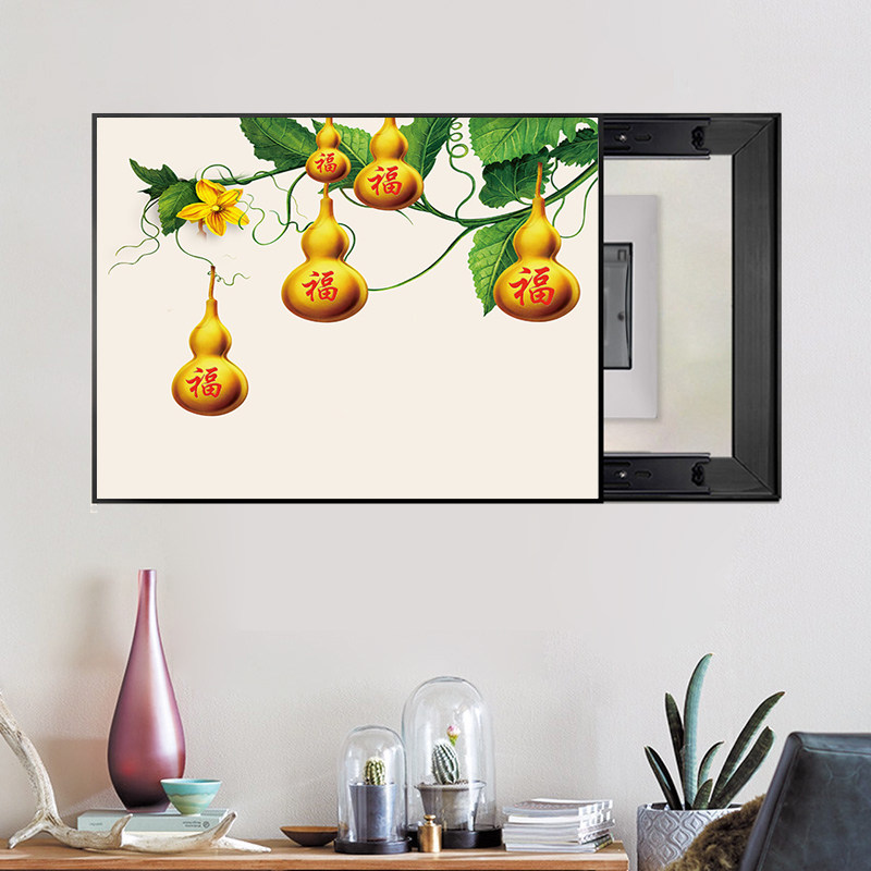 电闸盒装饰画葫芦表箱画牡丹九鱼图电表箱挂画五福临门推拉免打孔