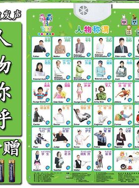 教识字卡认物墙画儿童宝宝学说话声挂图小孩语音早。