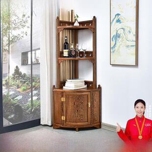 鸡翅木墙角柜红木三角架实木新中式多层转角柜储物柜置物架收纳架
