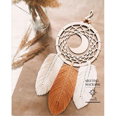 手工编织挂毯叶子羽毛壁挂月亮圆形创意家居儿童房墙壁玄关装饰