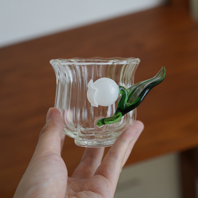 Endless stars日式立体铃兰花杯子复古手作耐热玻璃杯泡茶杯