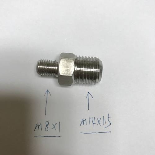 M8x1-M14x1.5 异径双外丝不锈钢接头 一边外螺纹m14*1.5 一边m8*1