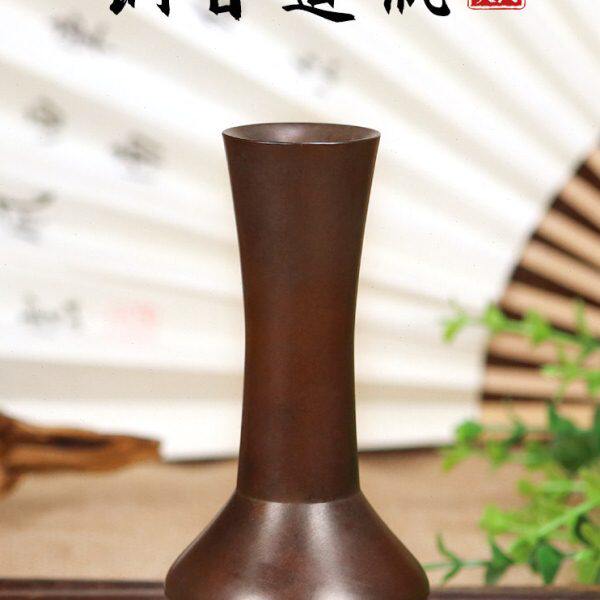 精炼铜香瓶式紫铜古法香道瓶花瓶笔筒香道用品香插香拓香篆摆件