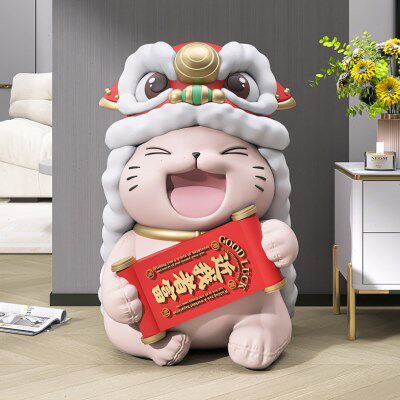 大型国潮醒狮落地摆件客厅电视柜边家居饰品开业礼物乔迁新居礼品