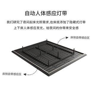极简主卧双人现代简约2米x2米悬空床架实木床 无床头床悬浮床意式