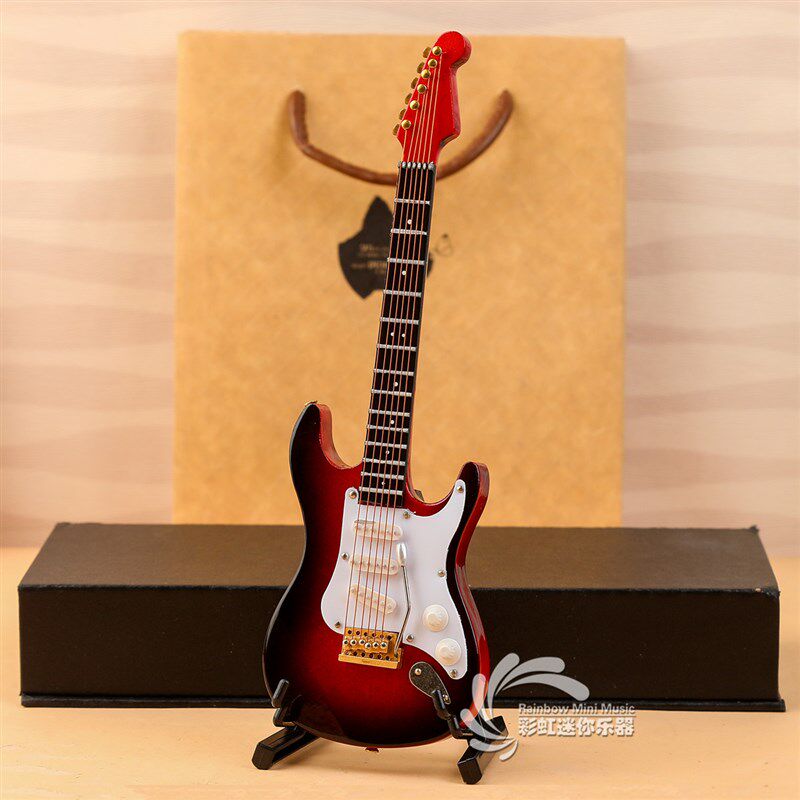 粉色绿色木制迷你民谣吉他模型电吉他摆件男女朋友生日圣诞礼物