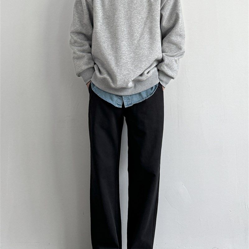 ONUN 复古水洗棉质直筒小黑裤显瘦百搭宽松休闲松紧腰工装裤,男装,休闲裤,淘宝优惠券,粉丝福利购,淘宝优惠卷